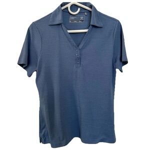 Cutter & Buck Women’s Golf  Polo Shirt Dry Tech Luxe-Lg-Blue Jacquard Grid Sport